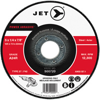 POWER ABRASIVE&reg; Grinding Wheel, 5" x 1/4", 7/8" Arbor, Type 27 Auto-Cam