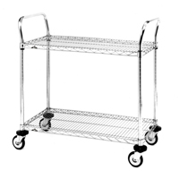 Chariot utilitaire &agrave; usage standard avec tablettes en treillis m&eacute;tallique, Chrom&eacute;, 24" x 39" x 36", Capacit&eacute; 375 lb Auto-Cam
