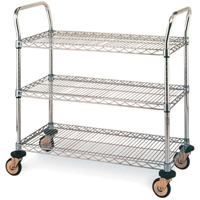Chariots utilitaires standards, Acier inoxydable, 18" x 39" x 30", Capacit&eacute; 500 lb Auto-Cam