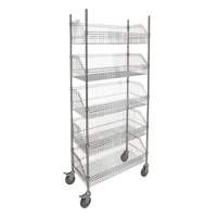 Wire Basket Shelving Cart, 5 Tiers, 48" W x 80" H x 24" D Auto-Cam