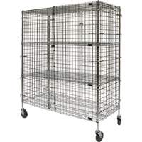 Security Cart, Chrome Plated, 60" x 69" x 24", 500 lbs. Capacity Auto-Cam