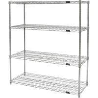 Heavy-Duty Chromate Wire Shelving, 4 Tiers, 30" W x 54" H x 14" D Auto-Cam