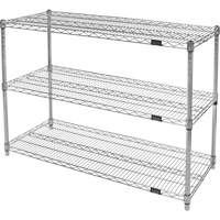 Heavy-Duty Chromate Wire Shelving, 3 Tiers, 30" W x 33" H x 14" D Auto-Cam