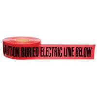 "Buried Electric Line" Identoline&reg; Underground Warning Tape, 3" W x 1000' L, Black on Red Auto-Cam