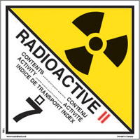 Étiquettes d'expédition pour matières radioactives de catégorie 2, 4" lo x 4" la, Noir sur blanc SAG878 | Auto-Cam