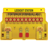 Lockout Stations, Thermoplastic Padlocks, 10 Padlock Capacity, Padlocks Included Auto-Cam