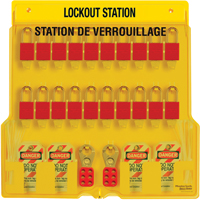 Lockout Station, Thermoplastic Padlocks, 20 Padlock Capacity, Padlocks Included Auto-Cam
