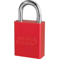American Lock&reg; Safety Padlock, Red, Keyed Alike, Aluminum, 1-1/2" Width Auto-Cam