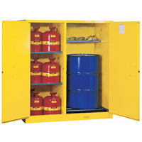 Sure-Grip&reg; EX Double-Duty Safety Cabinets, 115 US gal. Cap., 13 Drums, Yellow Auto-Cam