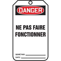 Lockout Tags, Cardstock, 3-1/8" W x 5-7/8" H, French Auto-Cam