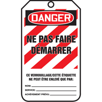 Lockout Tags, Cardstock, 3-1/8" W x 5-7/8" H, French Auto-Cam