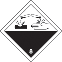 &eacute;tiquettes d'exp&eacute;dition TMD, Classe 8, Corrosifs, Vinyle Auto-Cam