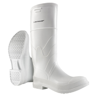 White Boots, PVC, Steel Toe, Size 6, Puncture Resistant Sole Auto-Cam
