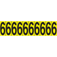 Repères adhésifs à chiffres individuels, 6, 1-15/16" h, Noir sur jaune SC837 | Auto-Cam