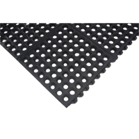 Tapis modulaire antifatigue, Nid d'abeilles, 3' x 3' x 1/2", Noir, Caoutchouc naturel Auto-Cam