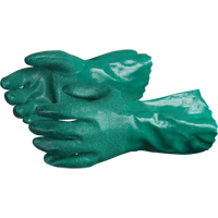 Chemstop Gloves with Crushed Ceramic-Powder Grip Finish, Size Medium/8, 12" L, Nitrile, Cotton Jersey Inner Lining, 40-mil Auto-Cam