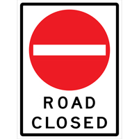"Road Closed" Roll-Up Traffic Sign, 36" x 48", Vinyl, English with Pictogram Auto-Cam