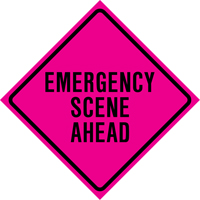 "Emergency Scene Ahead" Roll-Up Traffic Sign, 36" x 36", Vinyl, English Auto-Cam