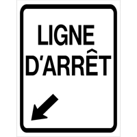 "Ligne d'Arr&ecirc;t" Roll-Up Traffic Sign, 23-3/5" x 29-1/2", Vinyl, French with Pictogram Auto-Cam