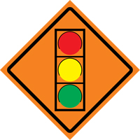 Stop Light Roll-Up Traffic Sign, 29-1/2" x 29-1/2", Vinyl, Pictogram Auto-Cam
