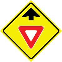 "Yield Ahead" Roll-Up Traffic Sign, 36" x 36", Vinyl, Pictogram Auto-Cam