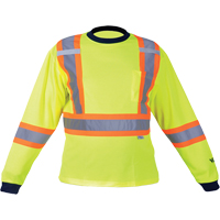 Safety Long Sleeve Shirt, Polyester, Medium, High Visibility Lime-Yellow Auto-Cam