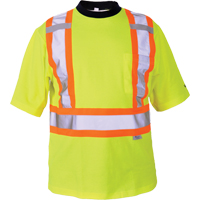 Safety T-Shirt, Polyester, Medium, High Visibility Lime-Yellow Auto-Cam