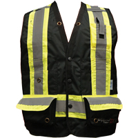 Fire Retardant Surveyor Safety Vest, Black, Small, Polyester Auto-Cam