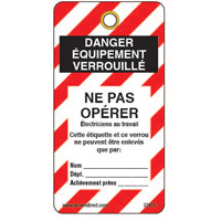 Lockout Tags, Plastic, 3" W x 5-3/4" H, French Auto-Cam