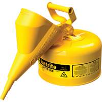 Safety Cans, Type I, Steel, 2.5 US gal., Yellow, FM Approved/UL/ULC Listed Auto-Cam