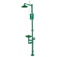 Combination Emergency Shower & Eye/Face Wash Station, Pedestal Auto-Cam