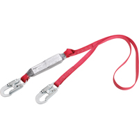 PRO Shock Absorbing Lanyards, 4', Snap Hook Center, Snap Hook Leg Ends, Polyester Auto-Cam