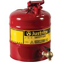 Laboratory Safety Can with Faucet, Type I, Steel, 5 US gal., Red, FM Approved Auto-Cam