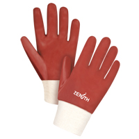 Red Smooth-Finish Chemical-Resistant Gloves, Size Large/9, 10" L, PVC, Interlock Inner Lining, 47-mil Auto-Cam