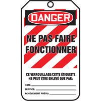Lockout Tags, Plastic, 3-3/8" W x 5-5/8" H, French Auto-Cam