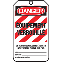 Lockout Tags, Cardstock, 3-3/8" W x 5-7/8" H, French Auto-Cam