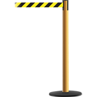 Advance TensaBarrier&reg; Barrier Post, Steel, 36" H, Black/Yellow Tape, 7.5' Tape Length Auto-Cam