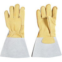 Lineman's Glove, Large, Grain Cowhide Palm, Cotton Inner Lining Auto-Cam