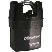 ProSeries&reg; Shrouded Padlock, Black, Keyed Different, Laminated Steel, 2-3/8" Width Auto-Cam