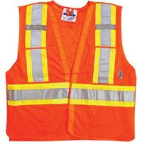 Traffic Safety Vest, High Visibility Orange, Medium/Small, Polyester Auto-Cam