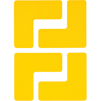 Autocollants pour d&eacute;limitation des coins sur le sol, L, 5" lo x 2" la, Jaune, Polyester Auto-Cam