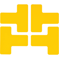 Autocollants pour d&eacute;limitation des coins sur le sol, T, 5" lo x 2" la, Jaune, Polyester Auto-Cam