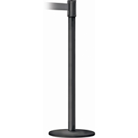 Slimline TensaBarrier&reg; Barrier Post, Steel, 38" H, Black Tape, 7.5' Tape Length Auto-Cam