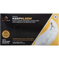 KeepKleen&reg; Disposable Medical Exam Grade Gloves, Large, Latex, 5-mil, Powder-Free, White, Class 2 Auto-Cam