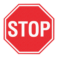 "Stop" Floor Sign, Adhesive, English with Pictogram Auto-Cam