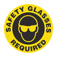 "Safety Glasses" Floor Sign, Adhesive, English with Pictogram Auto-Cam
