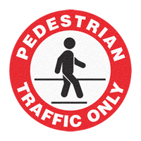 "Pedestrian Traffic Only" Floor Sign, Adhesive, English with Pictogram Auto-Cam