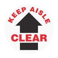 "Keep Aisle Clear" Floor Sign, Adhesive, English with Pictogram Auto-Cam