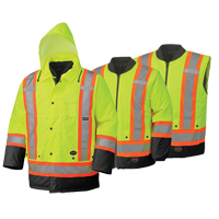 5021BB Manteau de s&eacute;curit&eacute; 6 en 1 imperm&eacute;able, Jaune lime haute visibilit&eacute;, 2T-Grand Auto-Cam