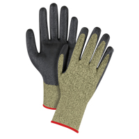 Gants &eacute;lastiques sans coutures r&eacute;sistants &agrave; la coupe noir & jaune, Taille Petit/7, Calibre 13, Rev&ecirc;tement Mousse de nitrile, Enveloppe en Aramide, ASTM ANSI niveau A6 Auto-Cam